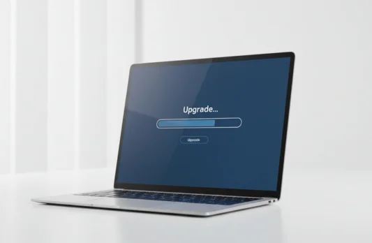 Technician upgrading RAM on a laptop