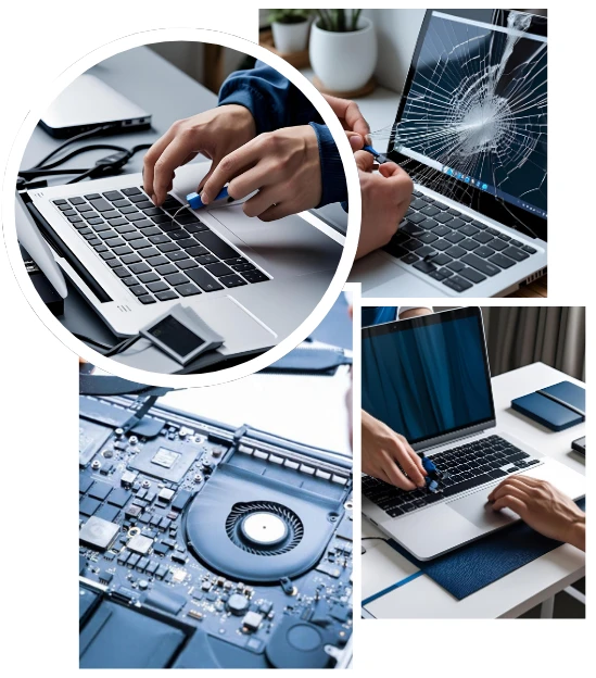 "Expert laptop repair for broken screens, battery issues, overheating, and software troubleshooting"