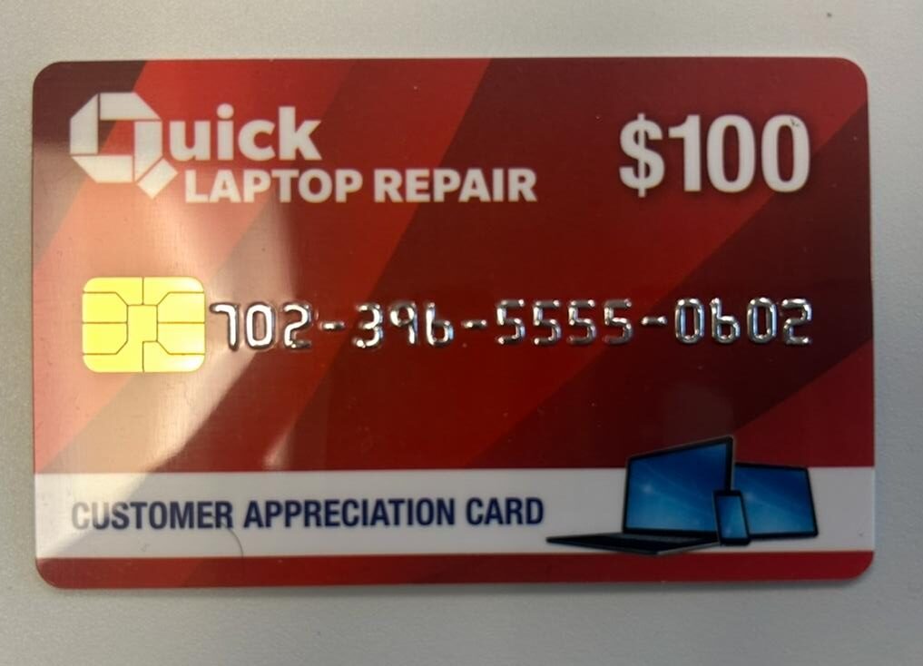 100$ Gift card for returning visitors at quick laptop repairs